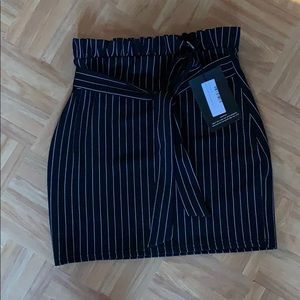 NEW prettylittlething striped paper bag skirt